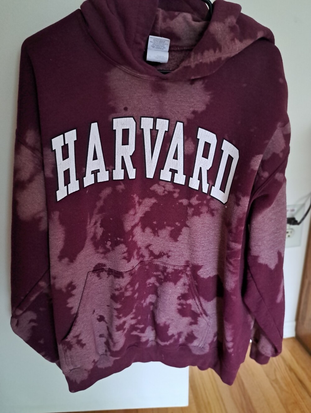 Source Unknown Maroon and Light Pink Tie-Dye Harvard Hoodie Sweater